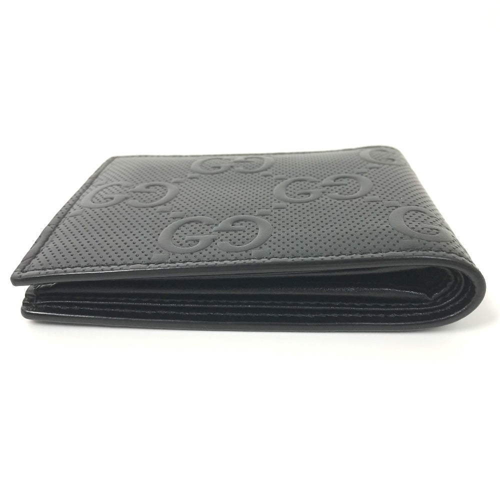 GUCCI Folded wallet 625555 leather black GG emboss mens