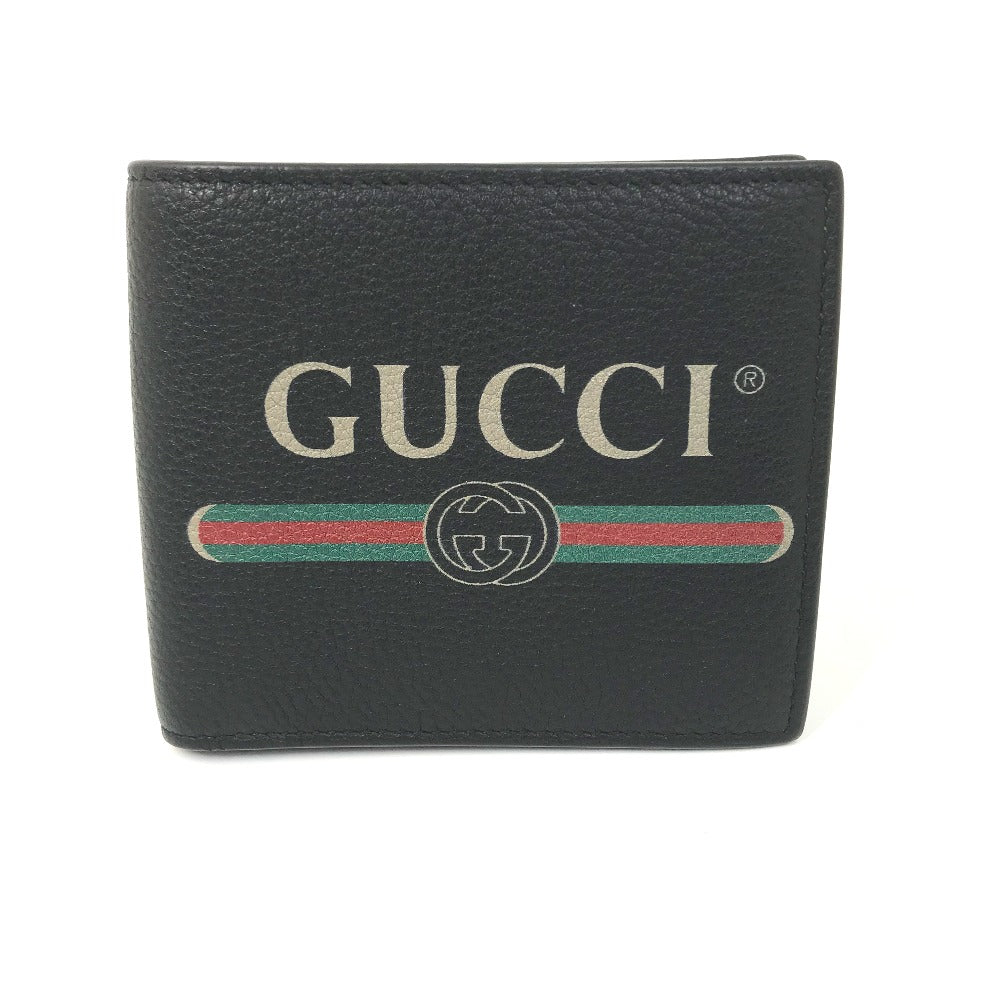 GUCCI Folded wallet 496316 leather black   logo print mens