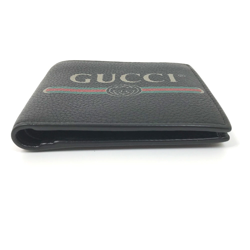 GUCCI Folded wallet 496316 leather black   logo print mens