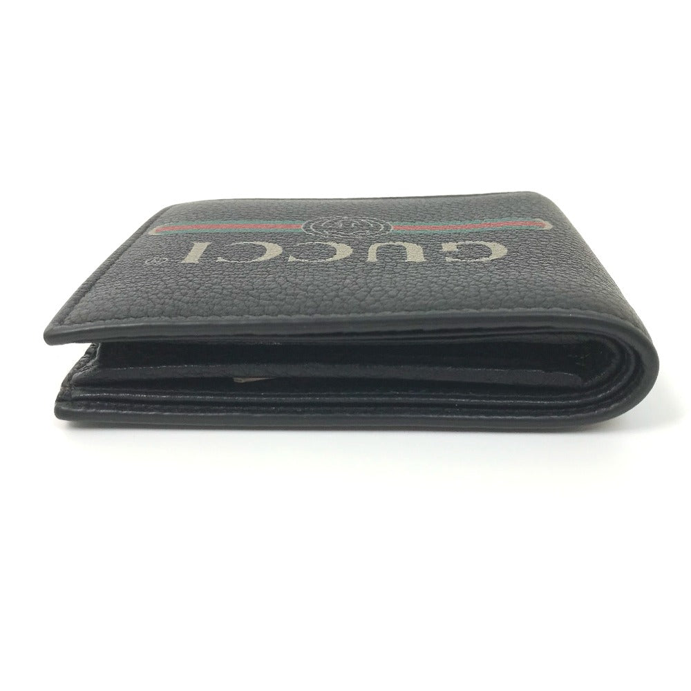 GUCCI Folded wallet 496316 leather black   logo print mens
