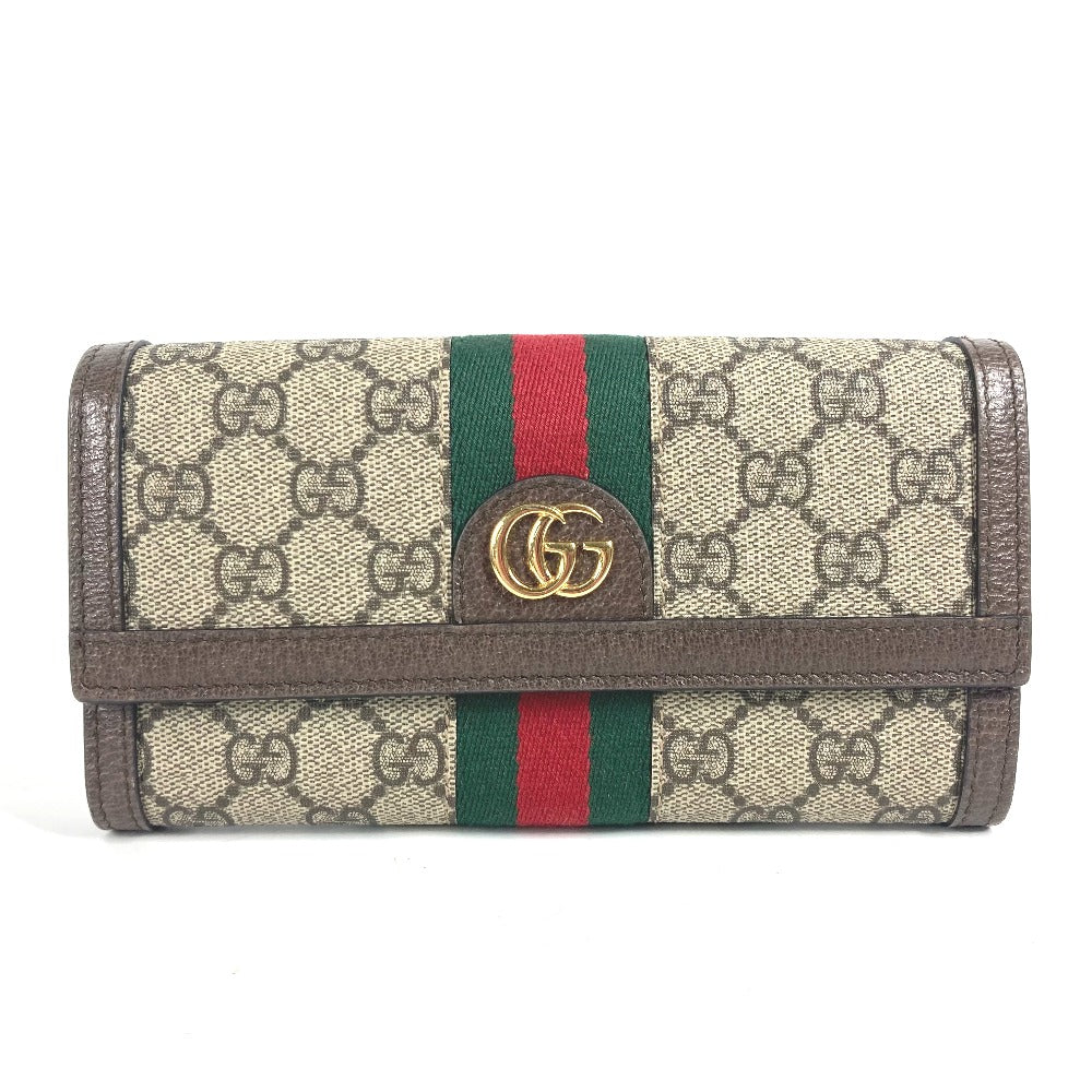 GUCCI Long Wallet Purse 523153 GG Supreme Canvas beige Sherry line Ophidia GG Continental Wallet Women