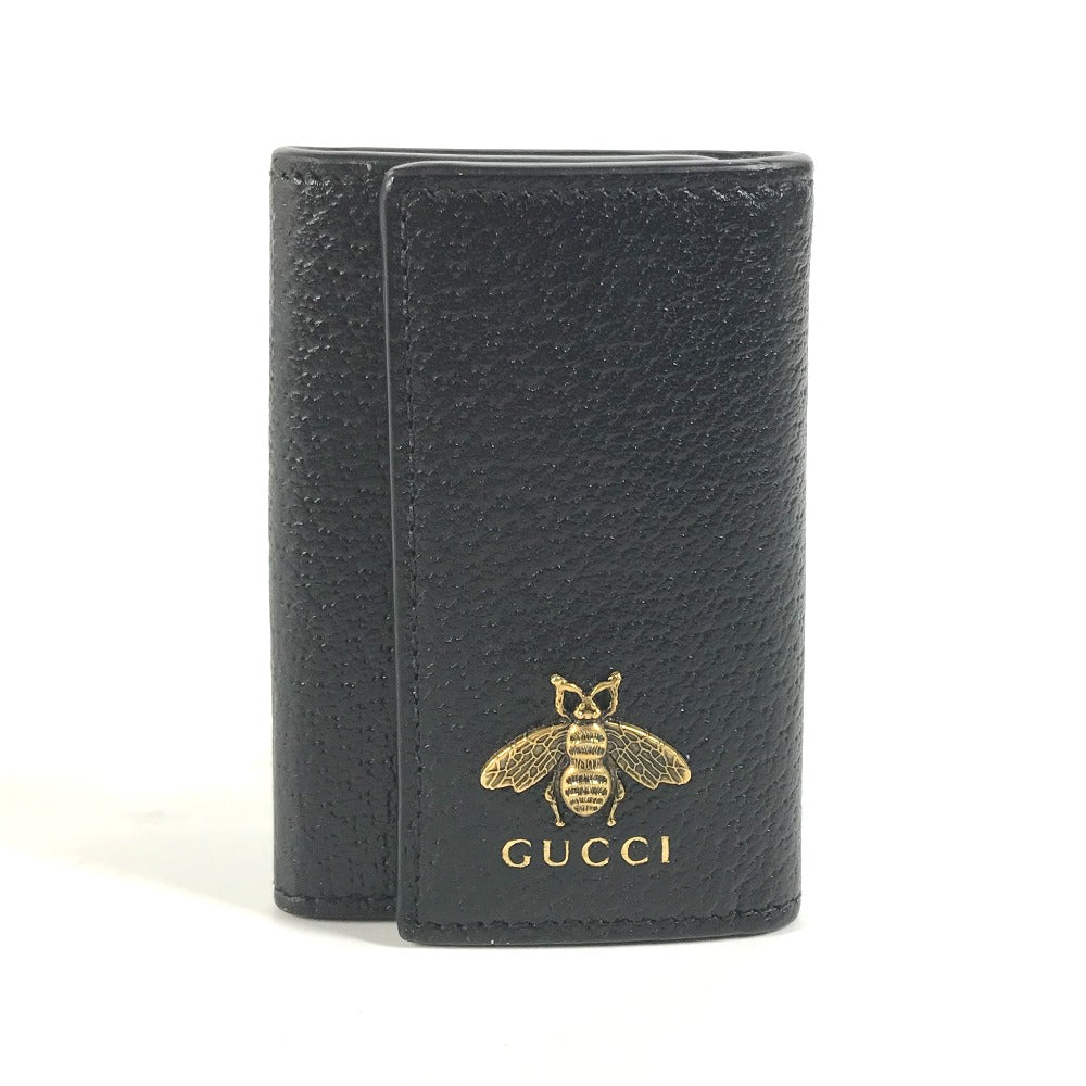 GUCCI Key case Key holder  523633 leather black logo BEE mens