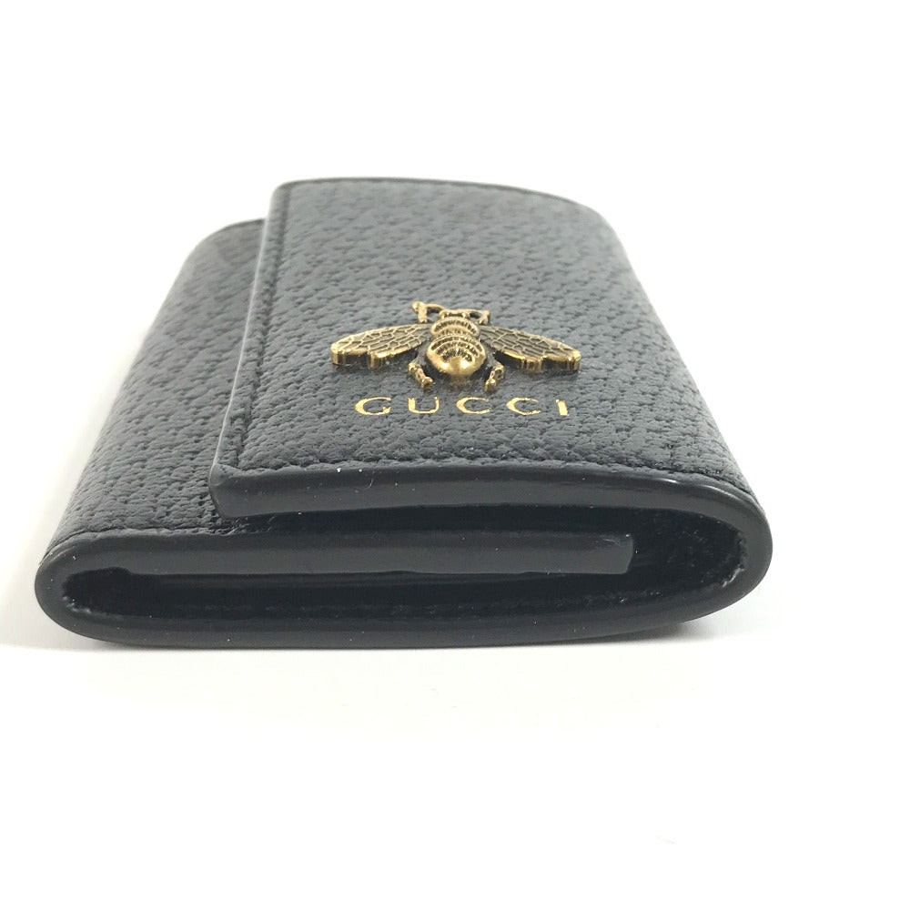 GUCCI Key case Key holder  523633 leather black logo BEE mens