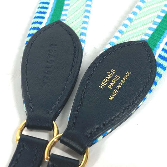 HERMES Shoulder strap Leather / canvas green bandouliere Cavale To Go Women  d