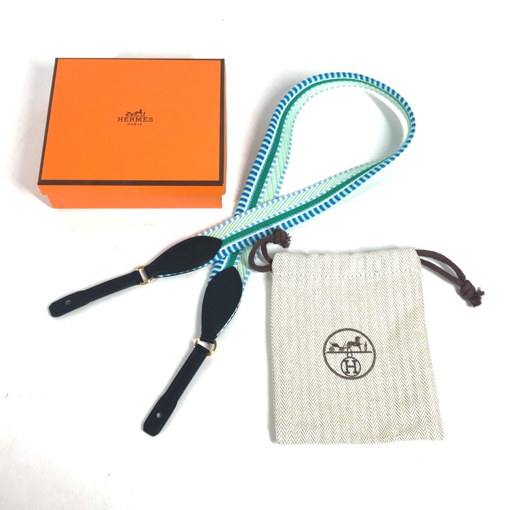 HERMES Shoulder strap Leather / canvas green bandouliere Cavale To Go Women  d