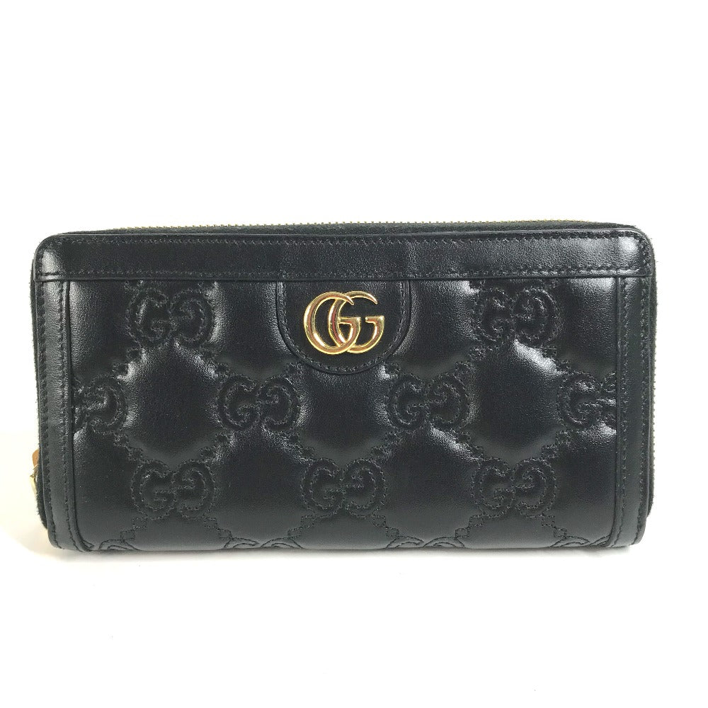 GUCCI Long Wallet Purse 723784 leather black Long wallet GG matelass quilting mens