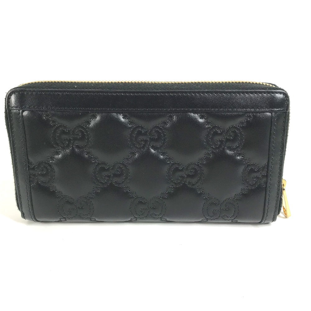 GUCCI Long Wallet Purse 723784 leather black Long wallet GG matelass quilting mens