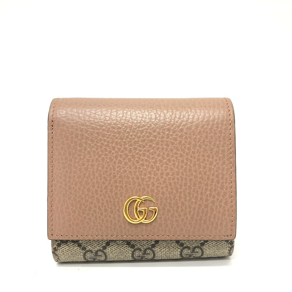 GUCCI Folded wallet 598587 GG Supreme canvas, leather beige GG Supreme Double G medium wallet Women