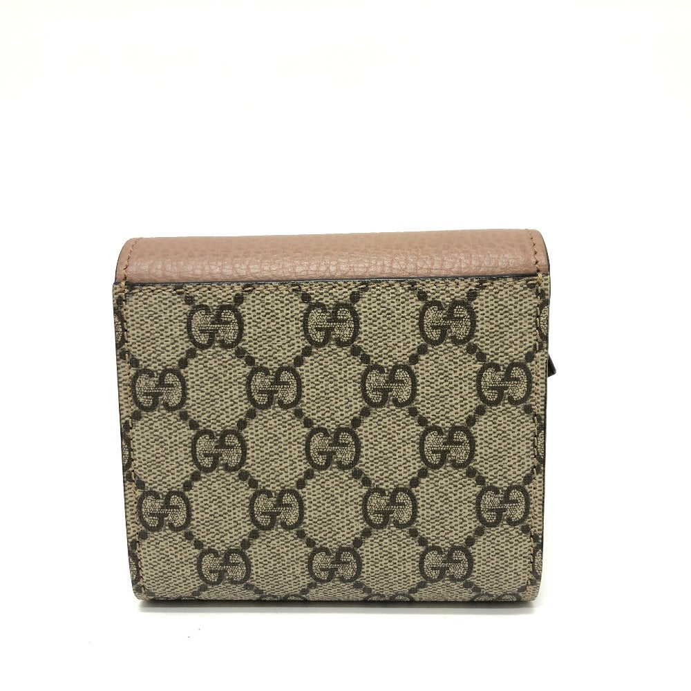 GUCCI Folded wallet 598587 GG Supreme canvas, leather beige GG Supreme Double G medium wallet Women