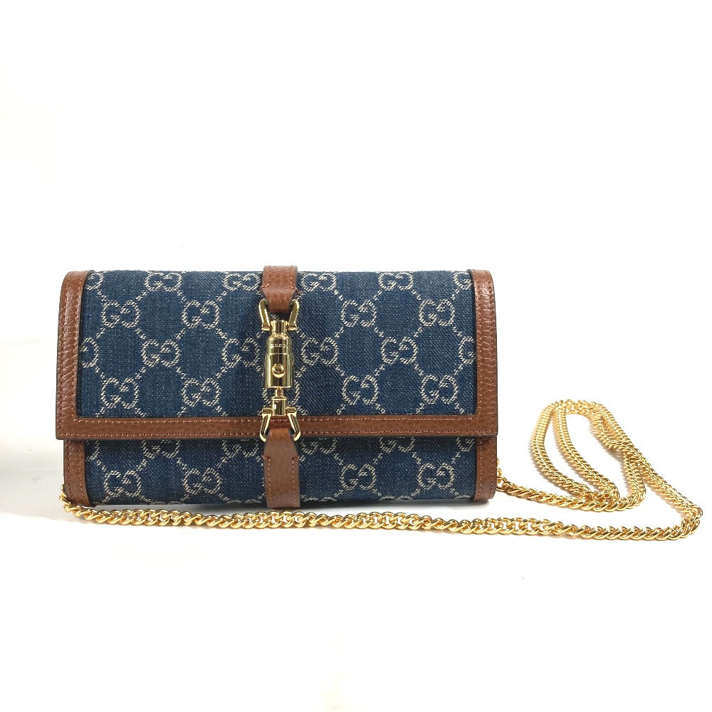 GUCCI Long Wallet Purse 652681 GG canvas blue GG denim Jackie 1961 Women