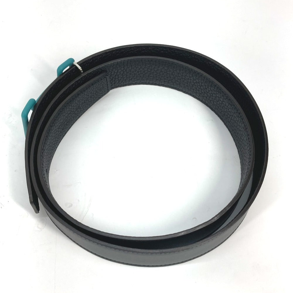 HERMES belt Boxcalf, Togo Black x blue H buckle Tonight mens 90  d
