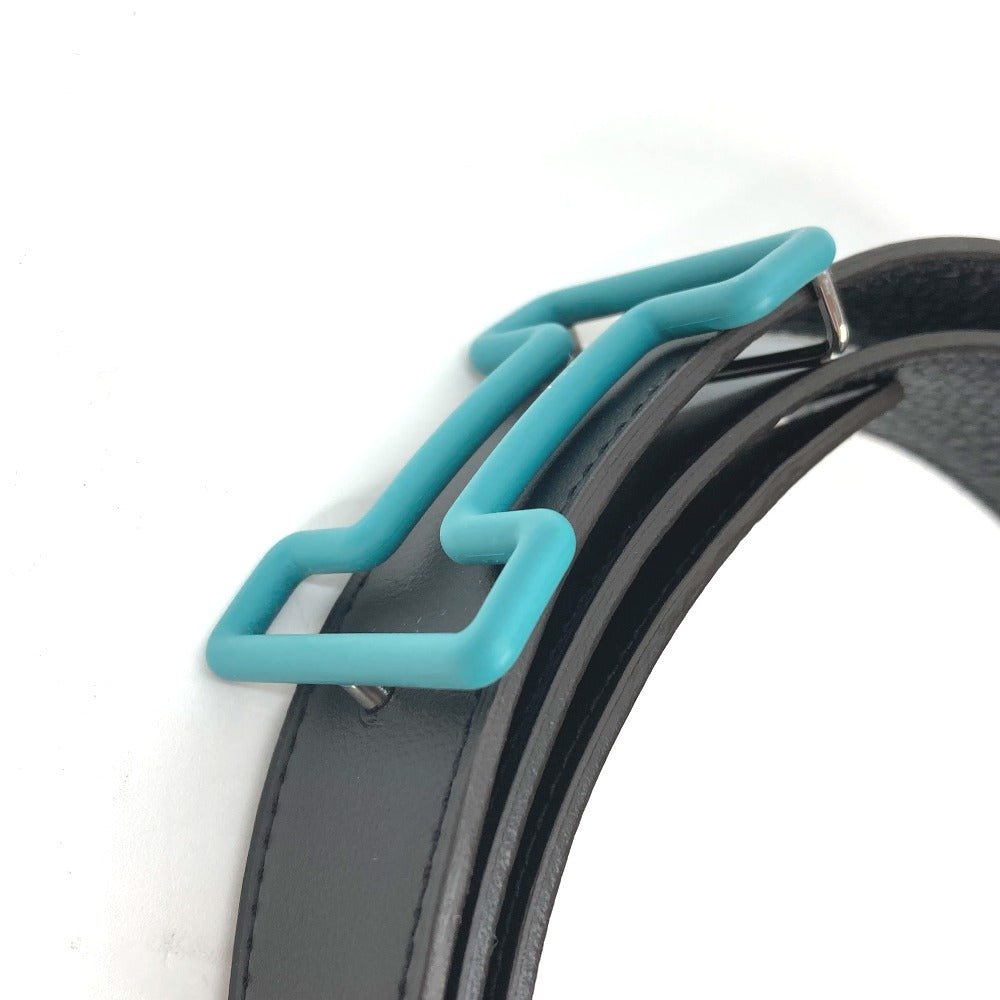 HERMES belt Boxcalf, Togo Black x blue H buckle Tonight mens 90  d