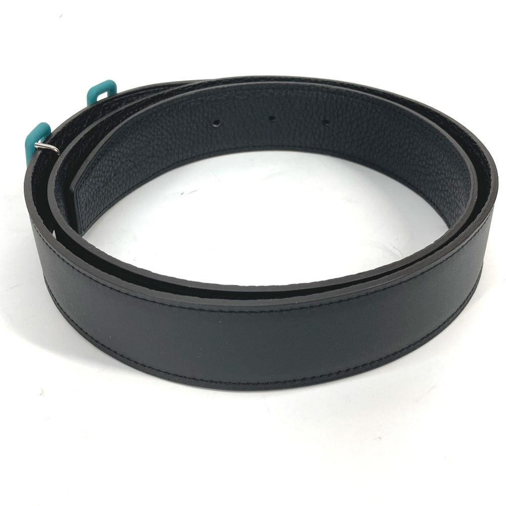 HERMES belt Boxcalf, Togo Black x blue H buckle Tonight mens 90  d