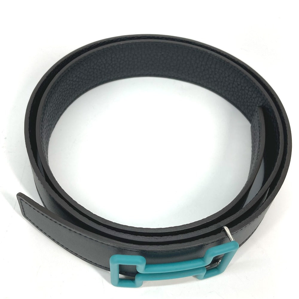 HERMES belt Boxcalf, Togo Black x blue H buckle Tonight mens 90  d
