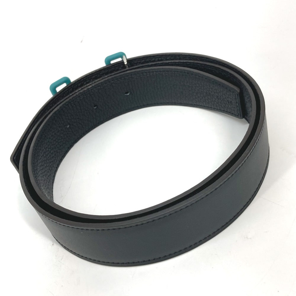 HERMES belt Boxcalf, Togo Black x blue H buckle Tonight mens 90  d