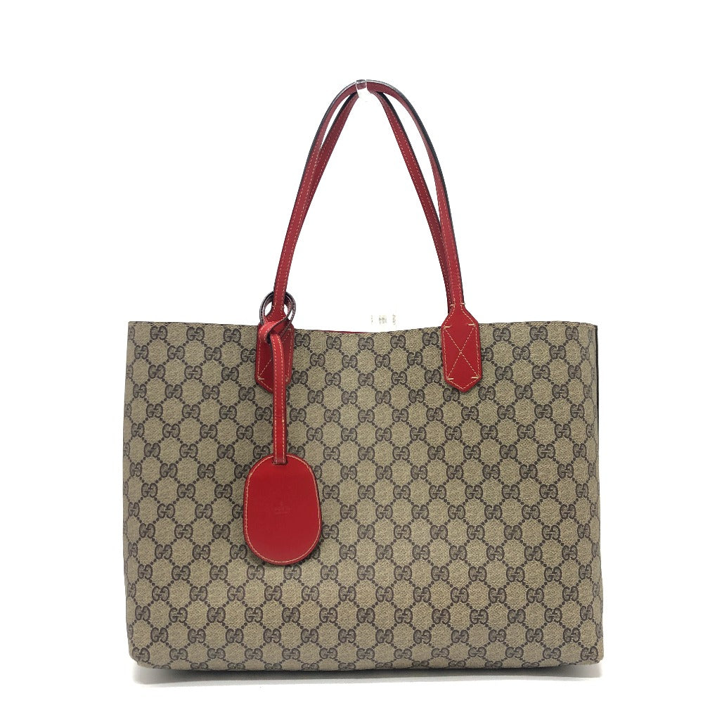 GUCCI Tote Bag 368568 GG Supreme canvas, leather Red x beige GG Supreme Reversible Medium Women