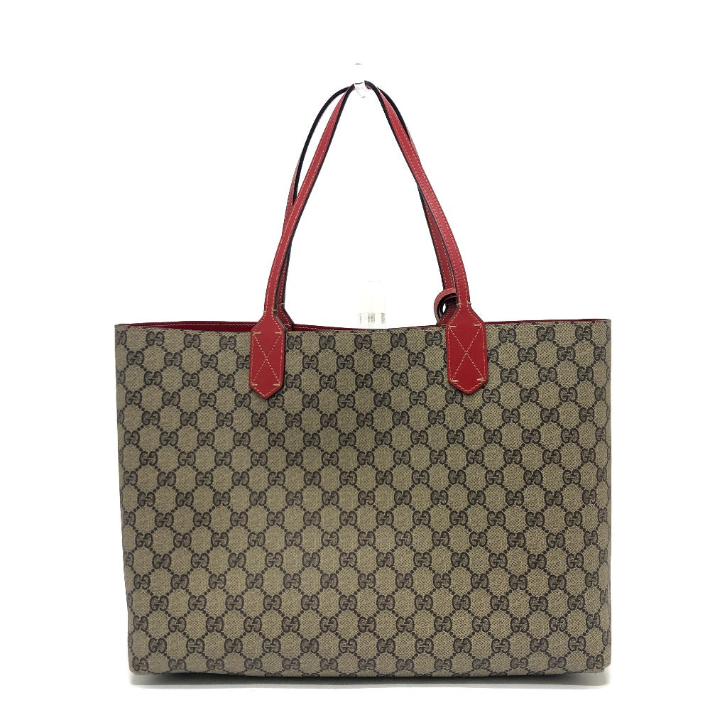 GUCCI Tote Bag 368568 GG Supreme canvas, leather Red x beige GG Supreme Reversible Medium Women