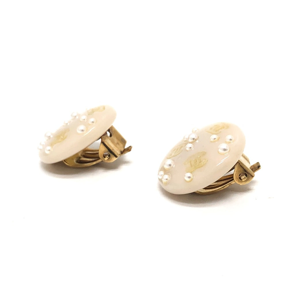 CHANEL Earring plastic beige 03P CC COCO Mark