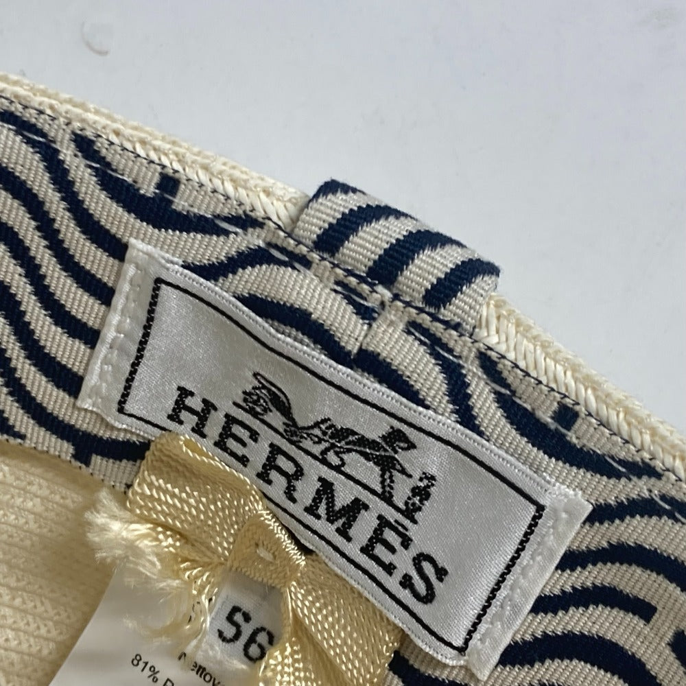 HERMES cap H221035N Polyester, Paper White type Serie button Emma Emma Women 56  d