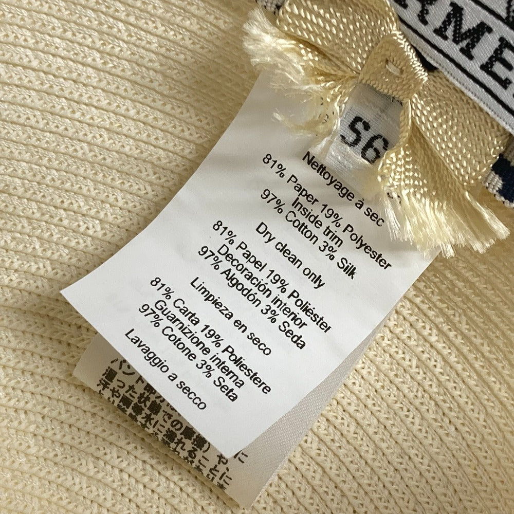 HERMES cap H221035N Polyester, Paper White type Serie button Emma Emma Women 56  d