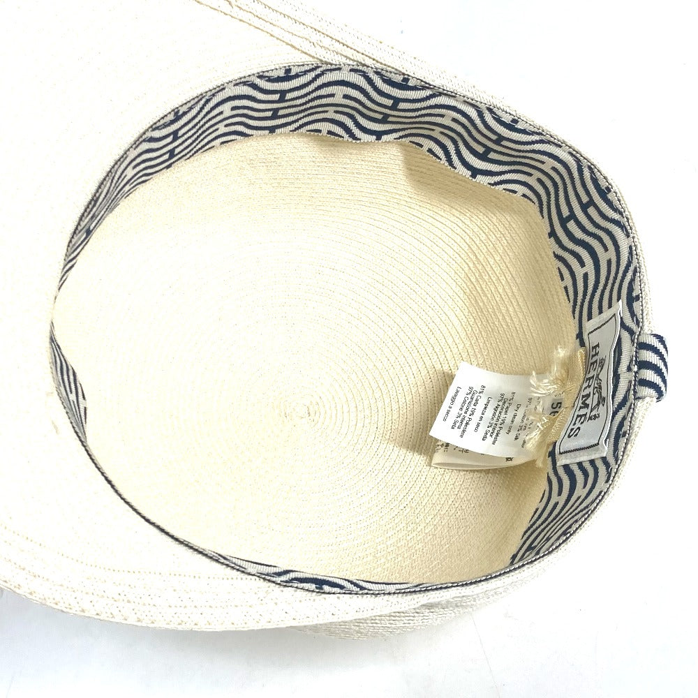 HERMES cap H221035N Polyester, Paper White type Serie button Emma Emma Women 56  d