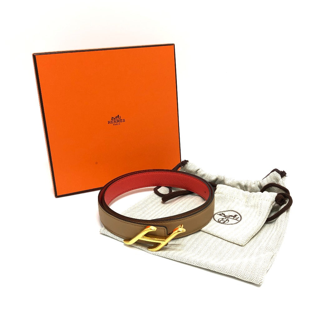 HERMES belt Swift, Epsom Brown x Orange type Constance Belt Buckle HDN Women 75  d