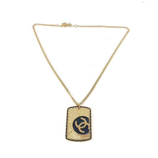 CHANEL Necklace Gold Plated gold B24C COCO Mark CC Dog Tag