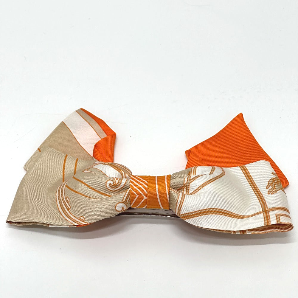 HERMES Valletta silk orange x beige x white ribbon Grenelle Exlibris Women  d
