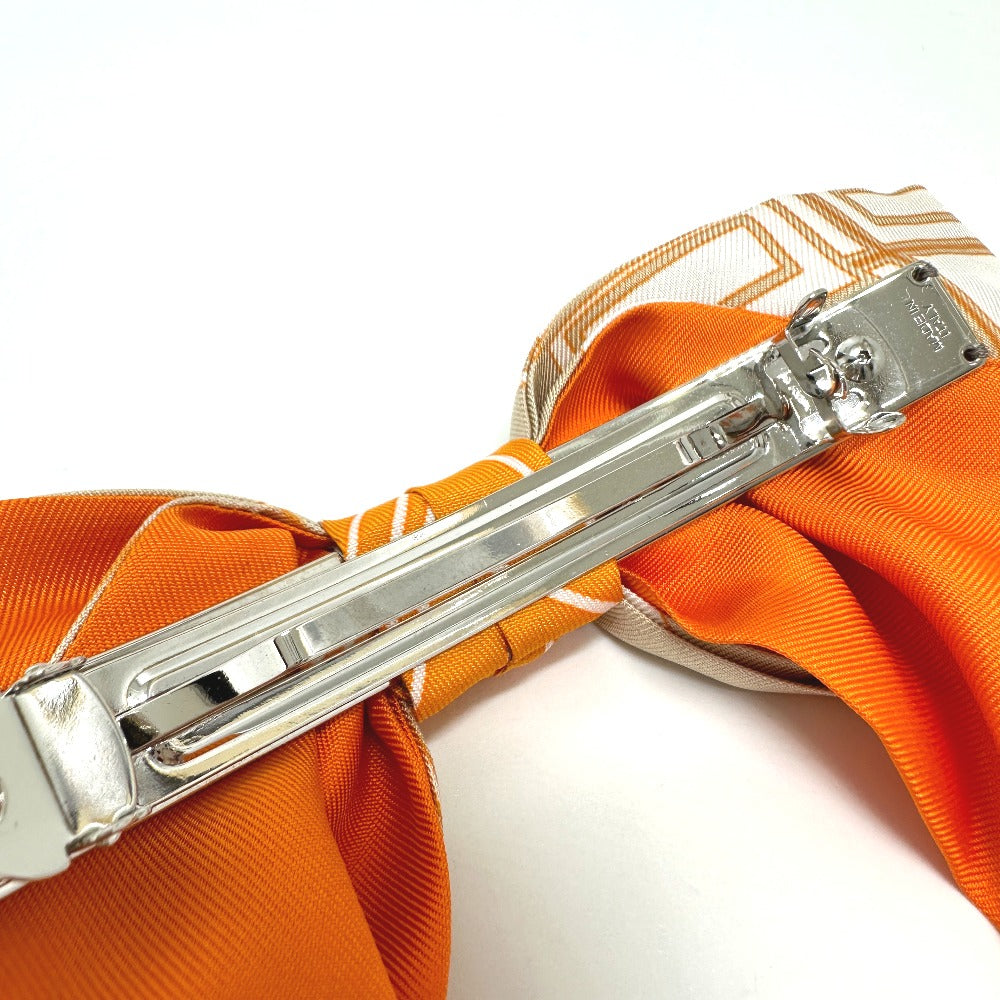 HERMES Valletta silk orange x beige x white ribbon Grenelle Exlibris Women  d