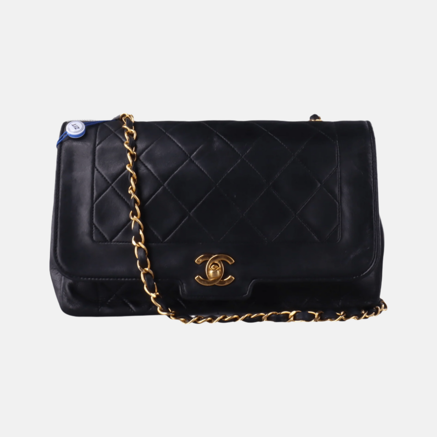 Chanel Diana CC Flap Bag Medium   Black Lambskin Leather with 24k Gold HW, 1989-1991