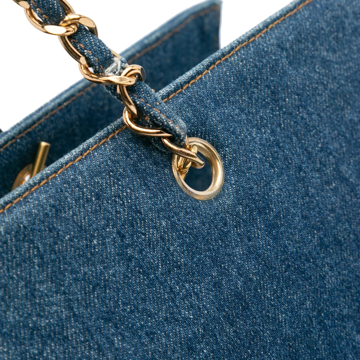 Blue Chanel CC Denim Chain Tote