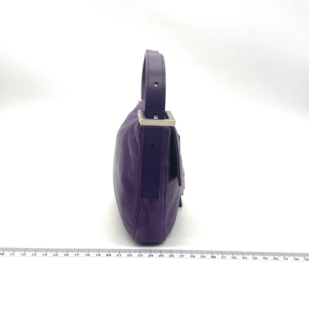 Fendi Baguette   Purple Lambskin Leather Shoulder Bag Silver Hardware