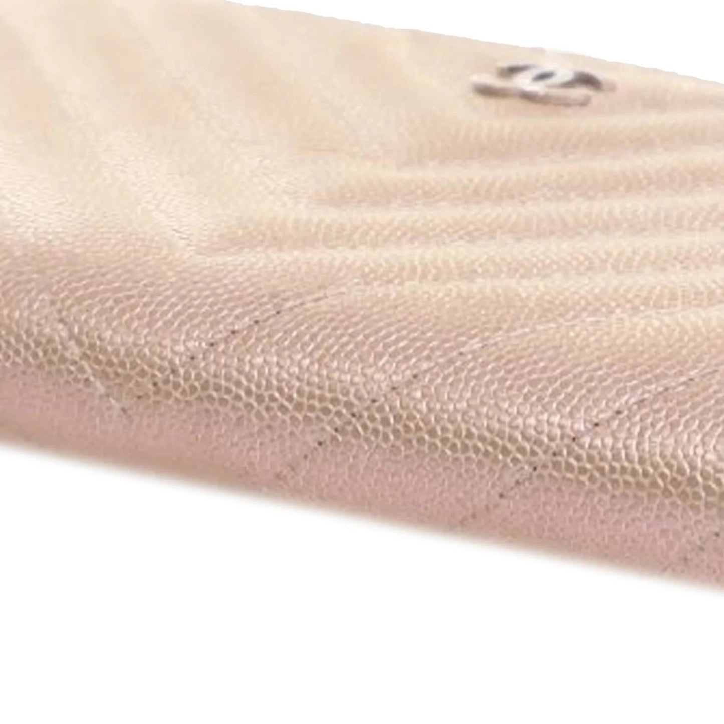 Pink Chanel CC Chevron Iridescent Caviar Zip Around Wallet