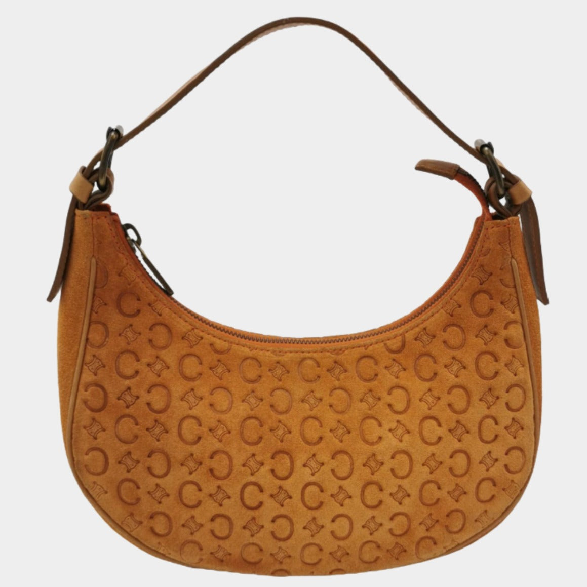 Celine Ava Hobo Pumpkin Caramel Brown Suede Leather   Shoulder Bag