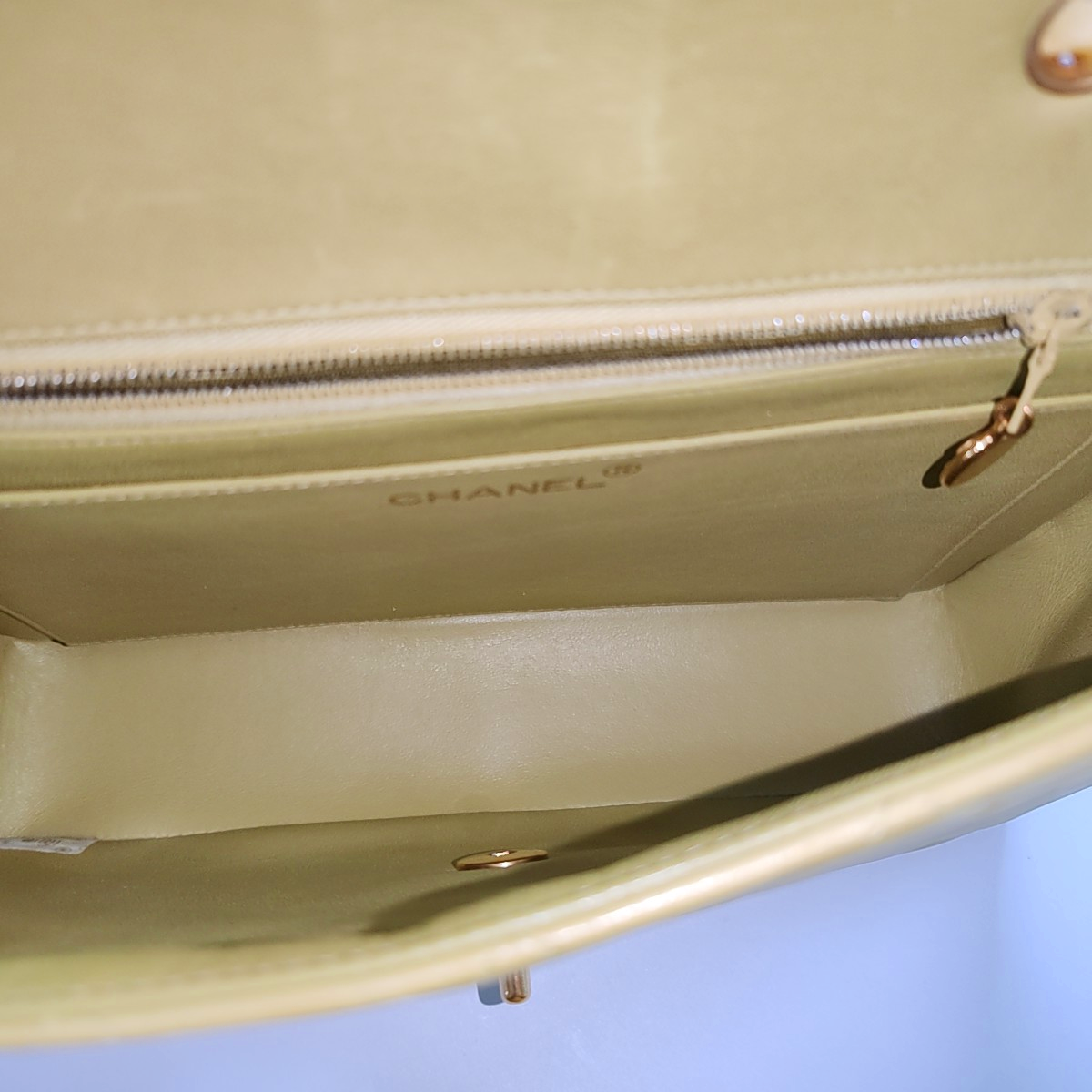 Chanel Classic Flap   Light Yellow Green Lambskin Leather with 24k Gold Hardware 1996-97