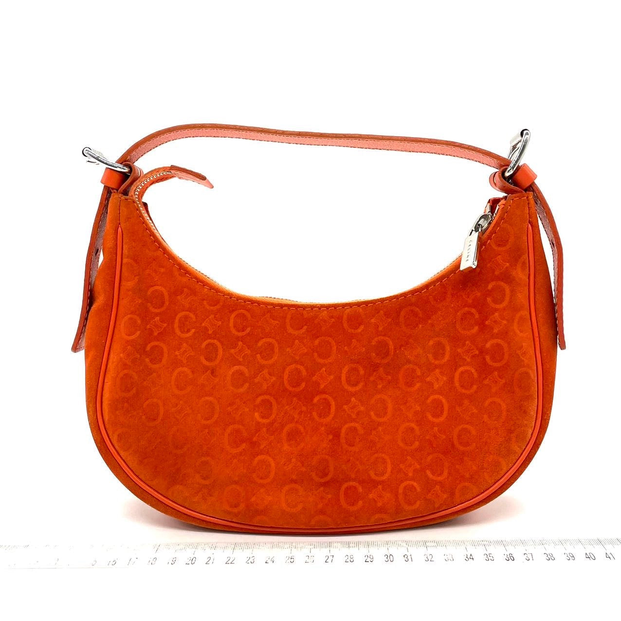 Celine Ava Hobo Orange Suede Leather   Shoulder Bag