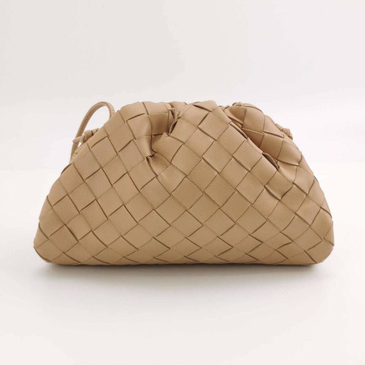 Bottega Veneta Pouch Mini Intrecciato Beige Lambskin Leather Crossbody Bag