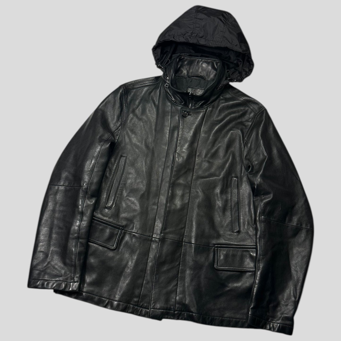 Prada Milano 00’s Calf Leather and Nylon Padded Technical Jacket - IT54 (L)