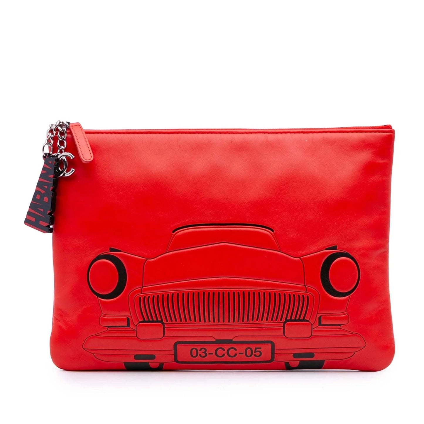 Red Chanel Medium Printed Lambskin Cuba La Habana O Case Clutch