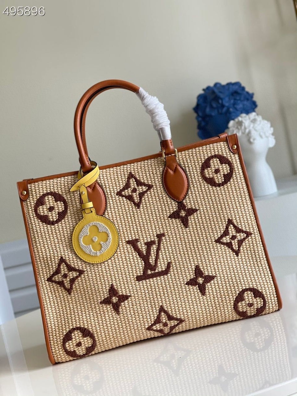 Top Quality OnTheGo MM Tote Bag Monogram Raffia Tan For Women, Womens Handbags, Shoulder Bags 13.8in/35cm Top Quality M57707