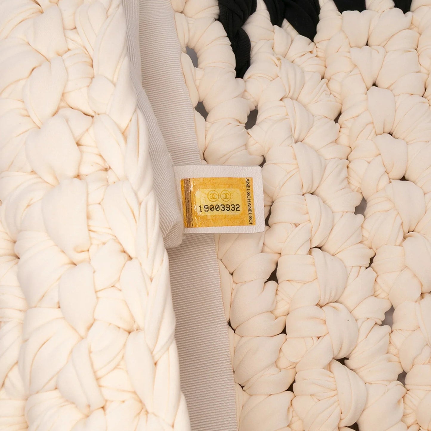 White Chanel Neoprene Fancy Crochet Flap Shoulder Bag