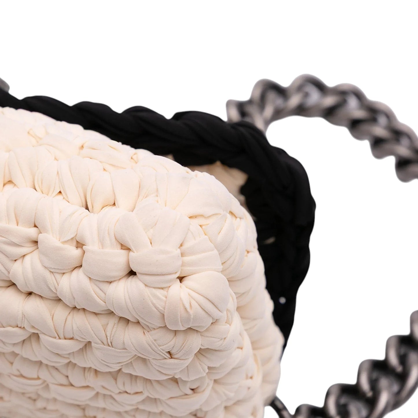 White Chanel Neoprene Fancy Crochet Flap Shoulder Bag