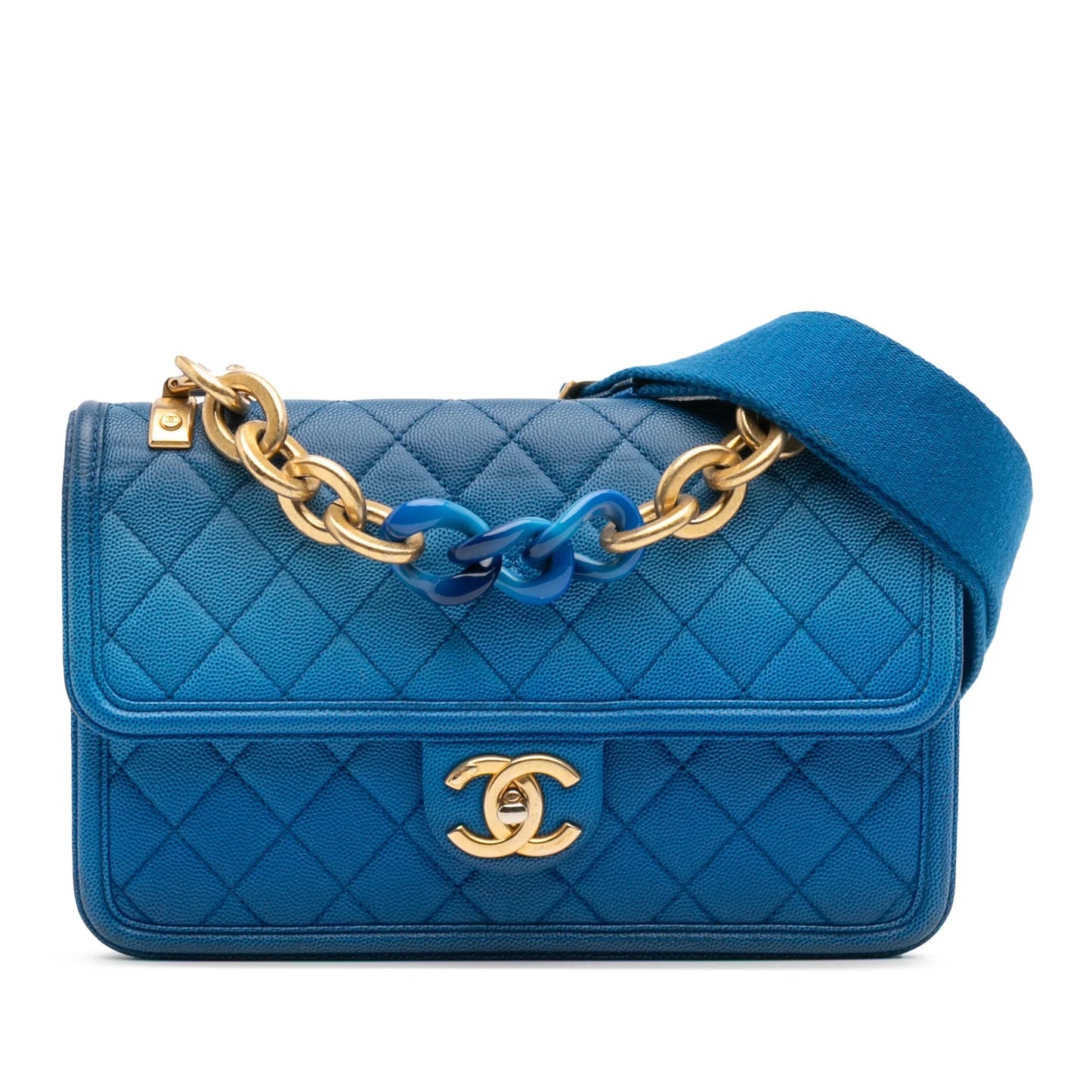 Blue Chanel Medium Quilted Caviar Sunset On The Sea Flap Satchel