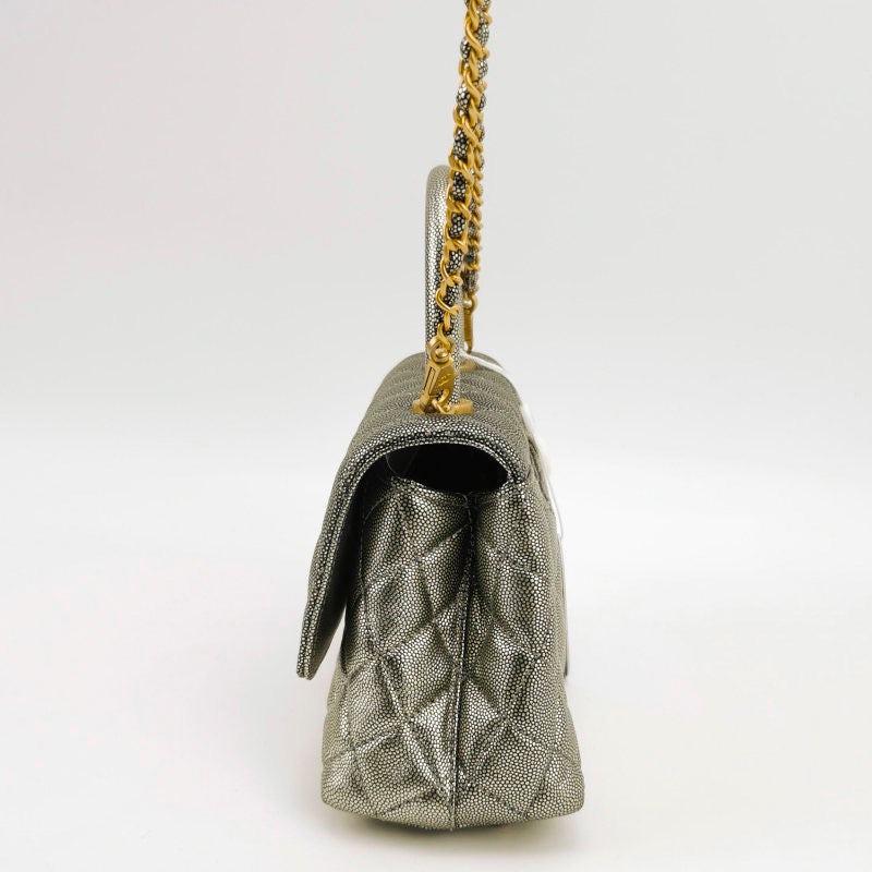 Chanel Coco Handle Small Metallic Caviar Leather Gold Hardware, 2019