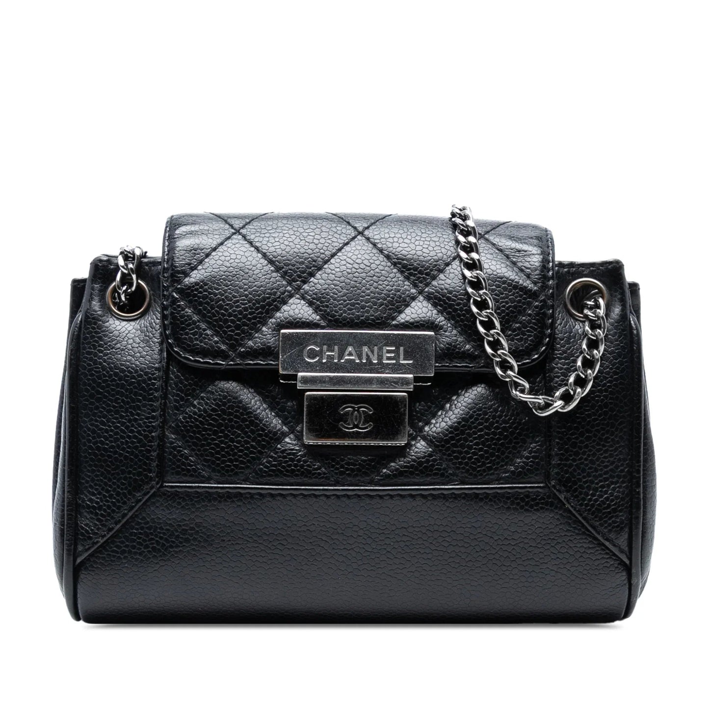 Black Chanel Mini Quilted Caviar Accordion Flap Shoulder Bag