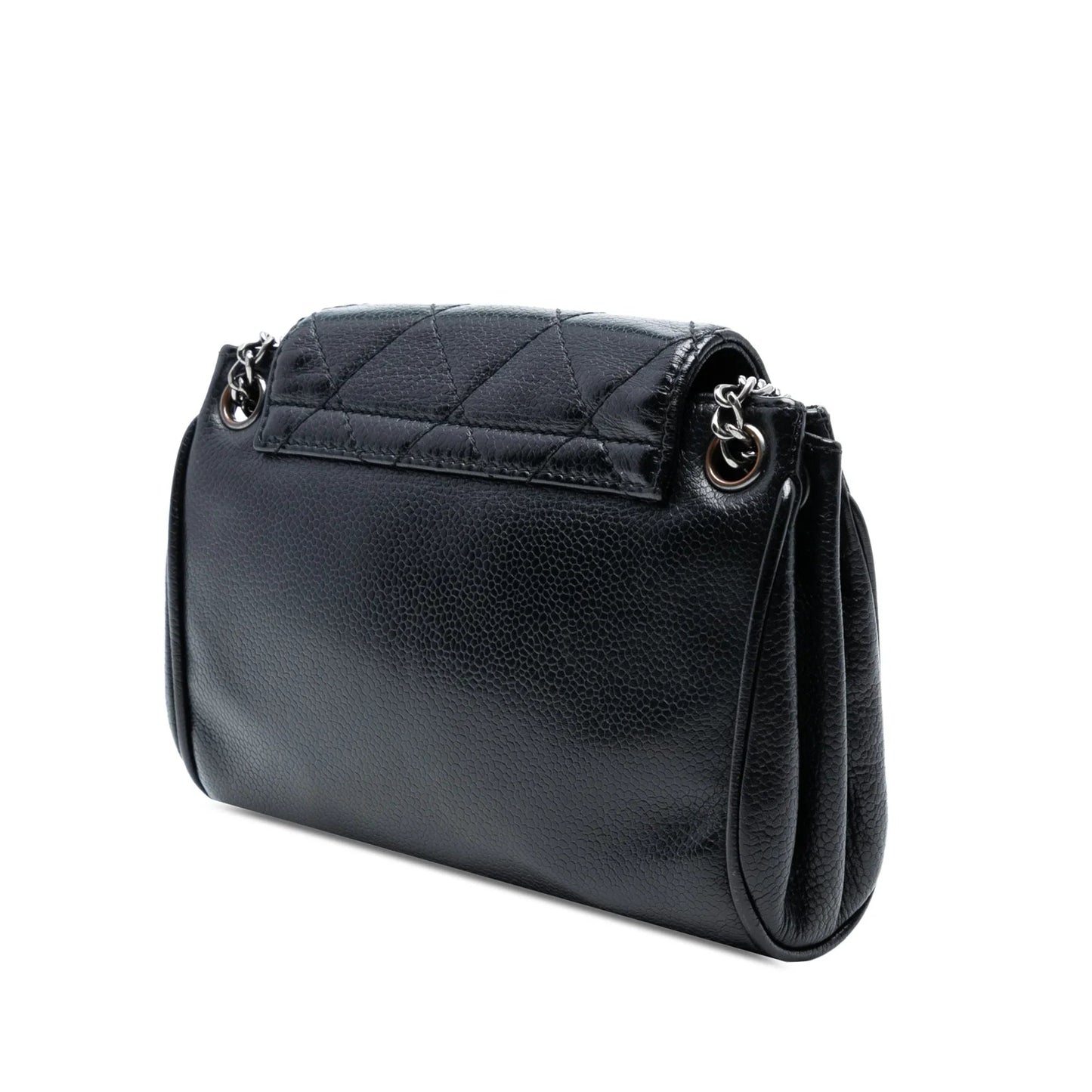 Black Chanel Mini Quilted Caviar Accordion Flap Shoulder Bag