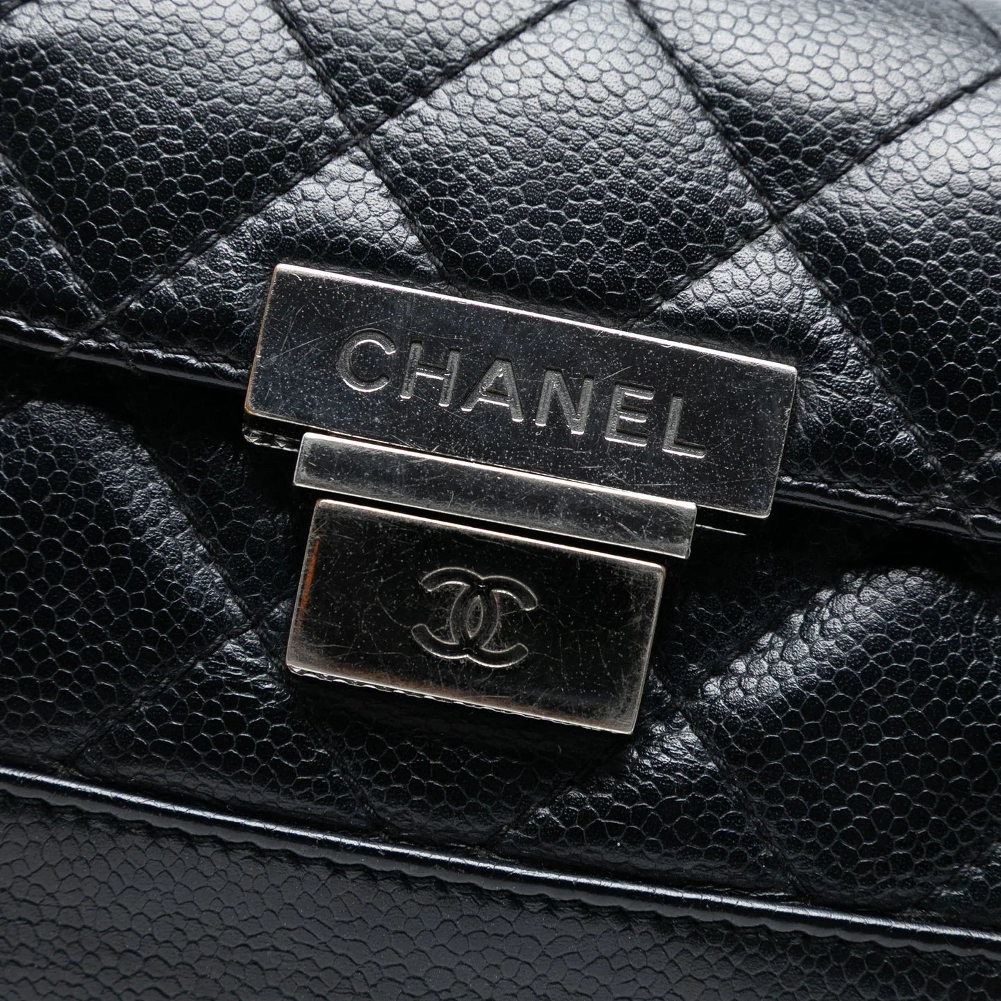 Black Chanel Mini Quilted Caviar Accordion Flap Shoulder Bag
