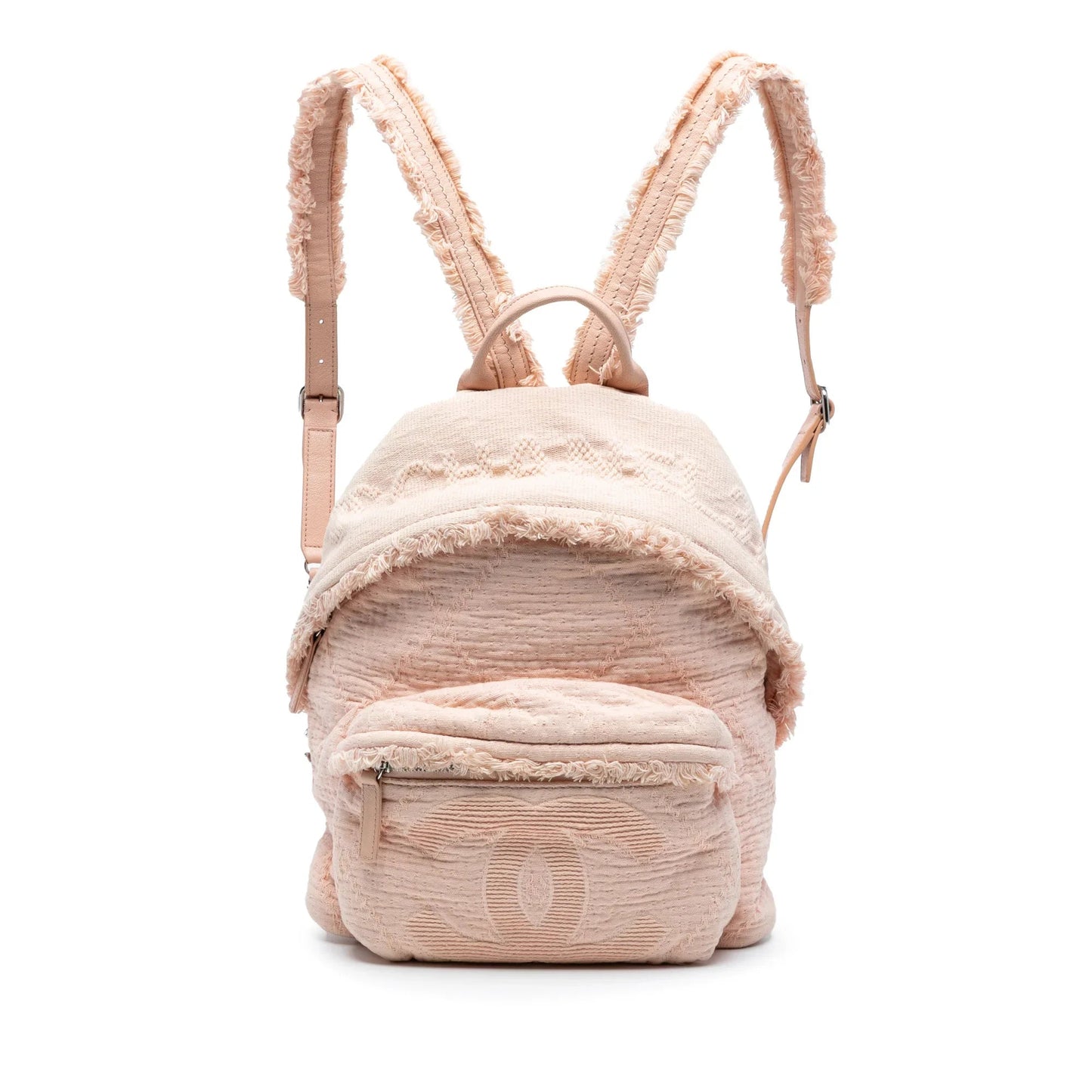 Pink Chanel Quilted Canvas Front Pocket Fringe Backpack