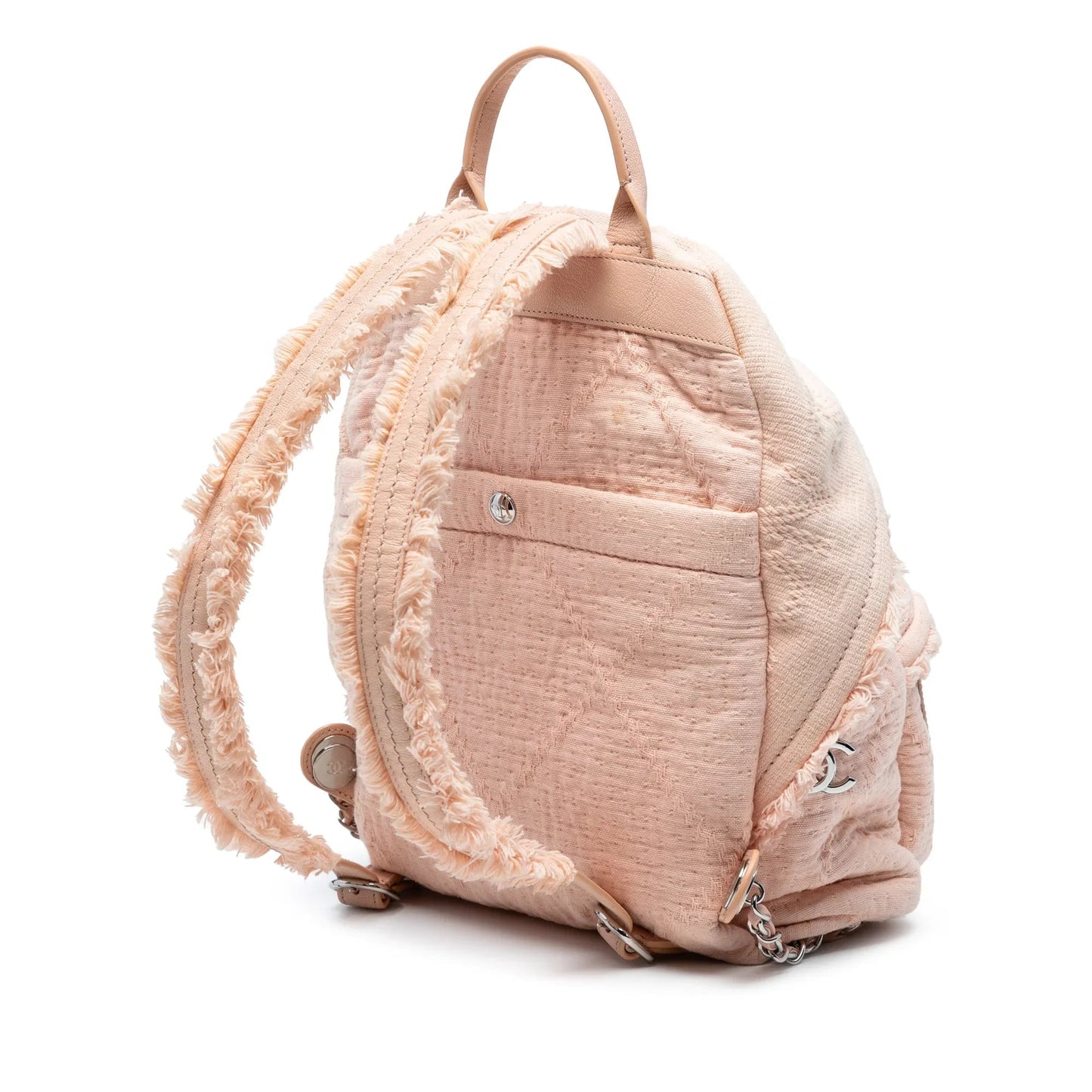 Pink Chanel Quilted Canvas Front Pocket Fringe Backpack