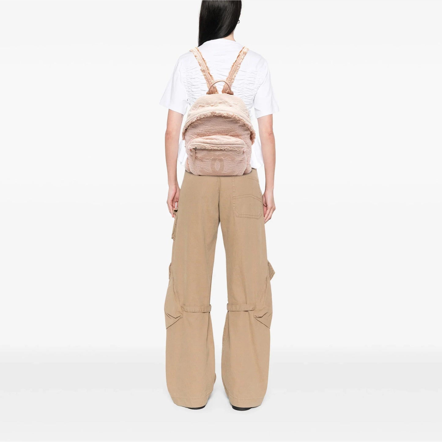 Pink Chanel Quilted Canvas Front Pocket Fringe Backpack